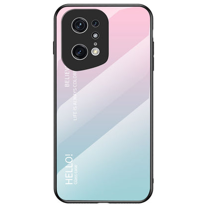 Stylish Gradient Color Phone Case for Oppo Find X5 Pro, Drop Protection Tempered Glass + PC + TPU Hybrid Back Cover