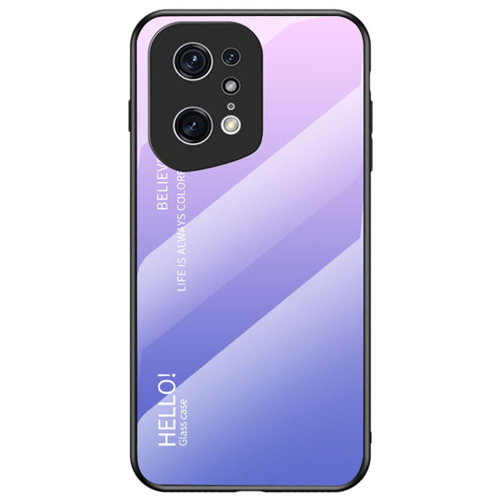 Stylish Gradient Color Phone Case for Oppo Find X5 Pro, Drop Protection Tempered Glass + PC + TPU Hybrid Back Cover