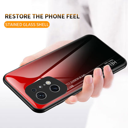 Stylish Gradient Color Phone Case for Oppo Find X5 Pro, Drop Protection Tempered Glass + PC + TPU Hybrid Back Cover