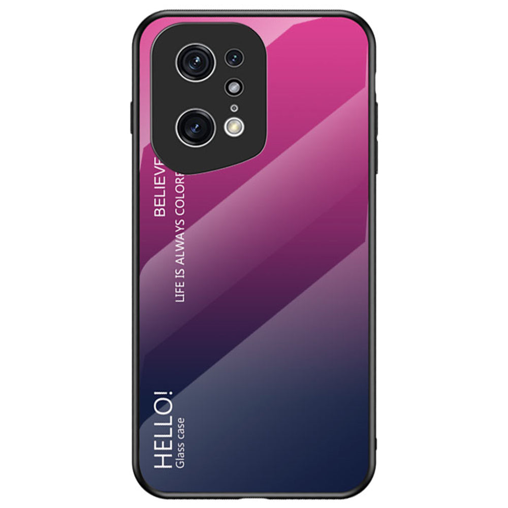 Stylish Gradient Color Phone Case for Oppo Find X5 Pro, Drop Protection Tempered Glass + PC + TPU Hybrid Back Cover