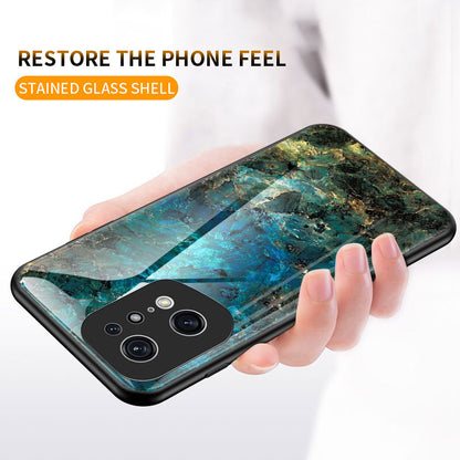 For Oppo Find X5 Pro Marble Pattern Mobile Phone Case Tempered Glass + PC Back TPU Frame Anti-drop Protective Cover