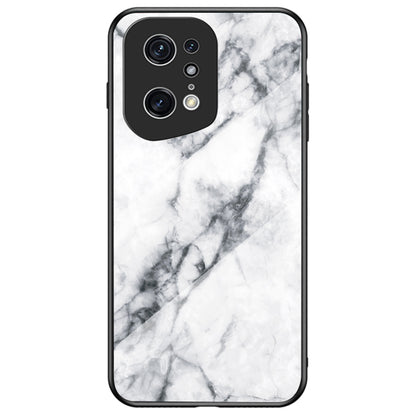 For Oppo Find X5 Pro Marble Pattern Mobile Phone Case Tempered Glass + PC Back TPU Frame Anti-drop Protective Cover