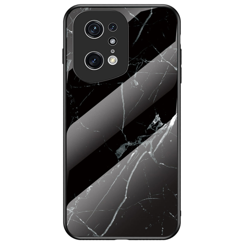 For Oppo Find X5 Pro Marble Pattern Mobile Phone Case Tempered Glass + PC Back TPU Frame Anti-drop Protective Cover