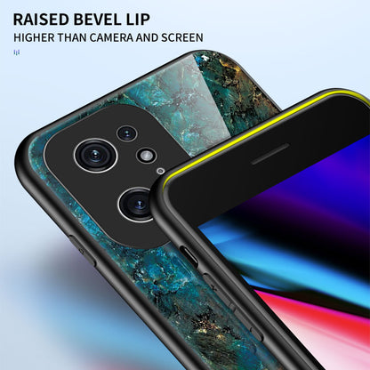 For Oppo Find X5 Pro Marble Pattern Mobile Phone Case Tempered Glass + PC Back TPU Frame Anti-drop Protective Cover