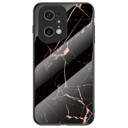 For Oppo Find X5 Pro Marble Pattern Mobile Phone Case Tempered Glass + PC Back TPU Frame Anti-drop Protective Cover