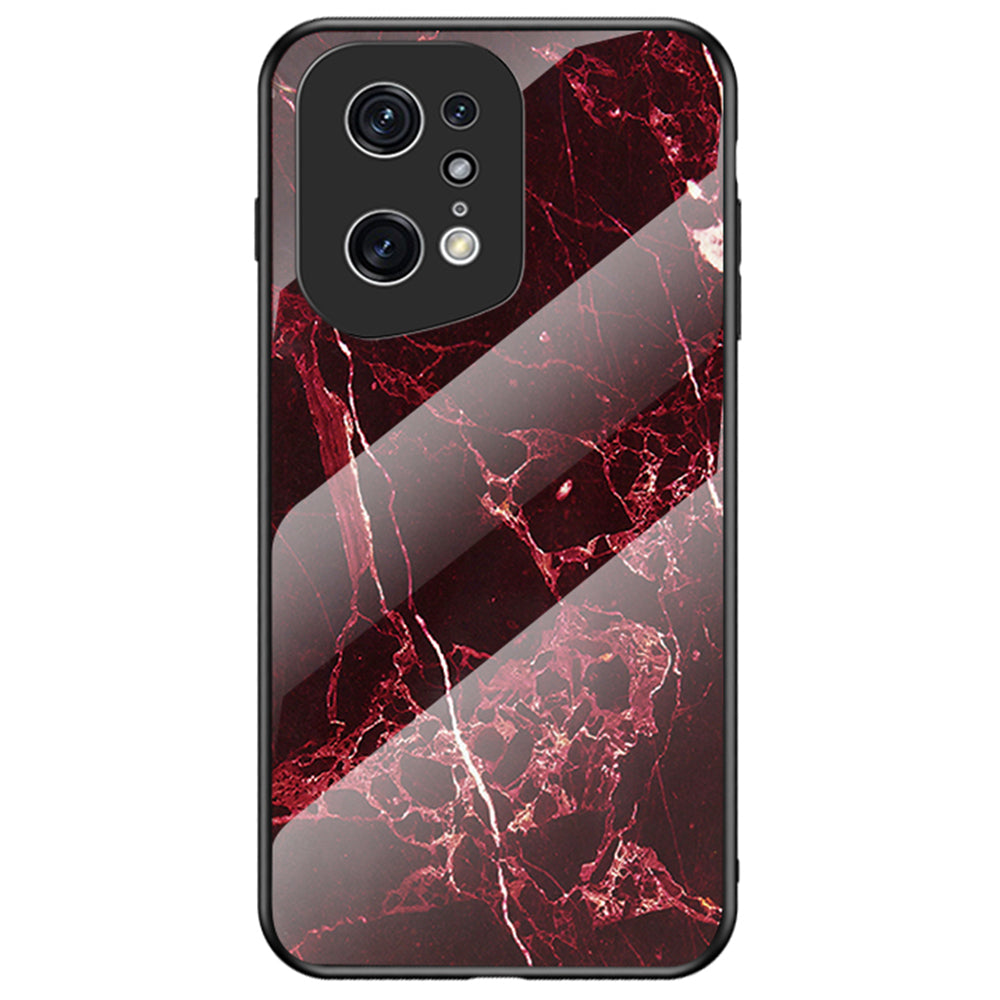 For Oppo Find X5 Pro Marble Pattern Mobile Phone Case Tempered Glass + PC Back TPU Frame Anti-drop Protective Cover