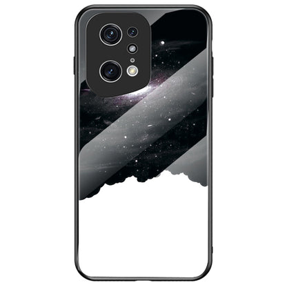 Starry Sky Pattern Phone Case for Oppo Find X5 Pro, TPU Frame Tempered Glass + PC Back Cover