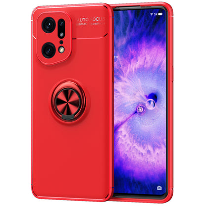 For Oppo Find X5 Pro Rotating Metal Ring Kickstand Shockproof Flexible TPU Case Mobile Phone Cover