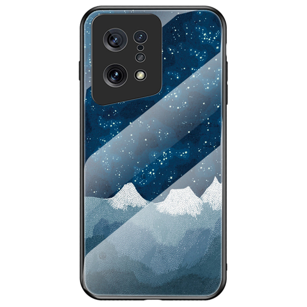 For Oppo Find X5 Starry Sky Pattern Tempered Glass + PC + TPU Hybrid Cover Shockproof Phone Case