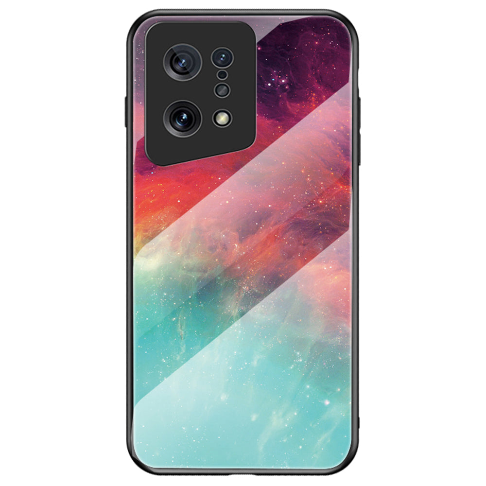 For Oppo Find X5 Starry Sky Pattern Tempered Glass + PC + TPU Hybrid Cover Shockproof Phone Case