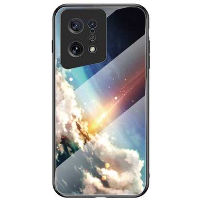 For Oppo Find X5 Starry Sky Pattern Tempered Glass + PC + TPU Hybrid Cover Shockproof Phone Case