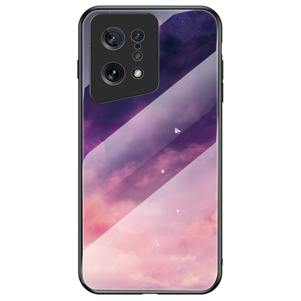 For Oppo Find X5 Starry Sky Pattern Tempered Glass + PC + TPU Hybrid Cover Shockproof Phone Case