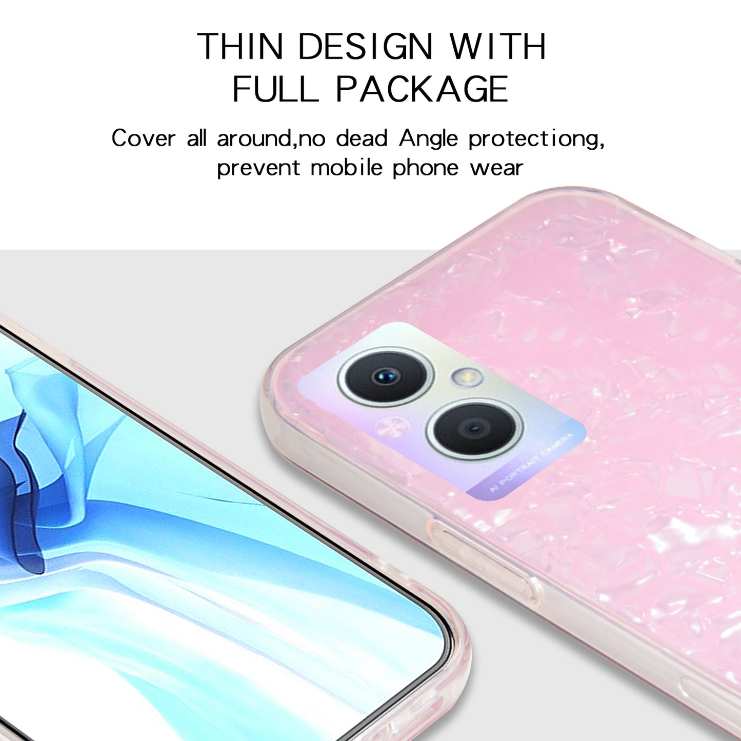 IPAKY for Oppo A96(China), Stylish IMD Hard Acrylic Back Soft TPU Frame Light Thin Phone Cover Protector