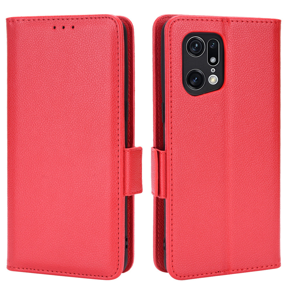 For Oppo Find X5 Pro Litchi Texture PU Leather Phone Case Shockproof Protective Cover with Stand Wallet