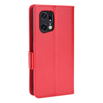 For Oppo Find X5 Pro Litchi Texture PU Leather Phone Case Shockproof Protective Cover with Stand Wallet