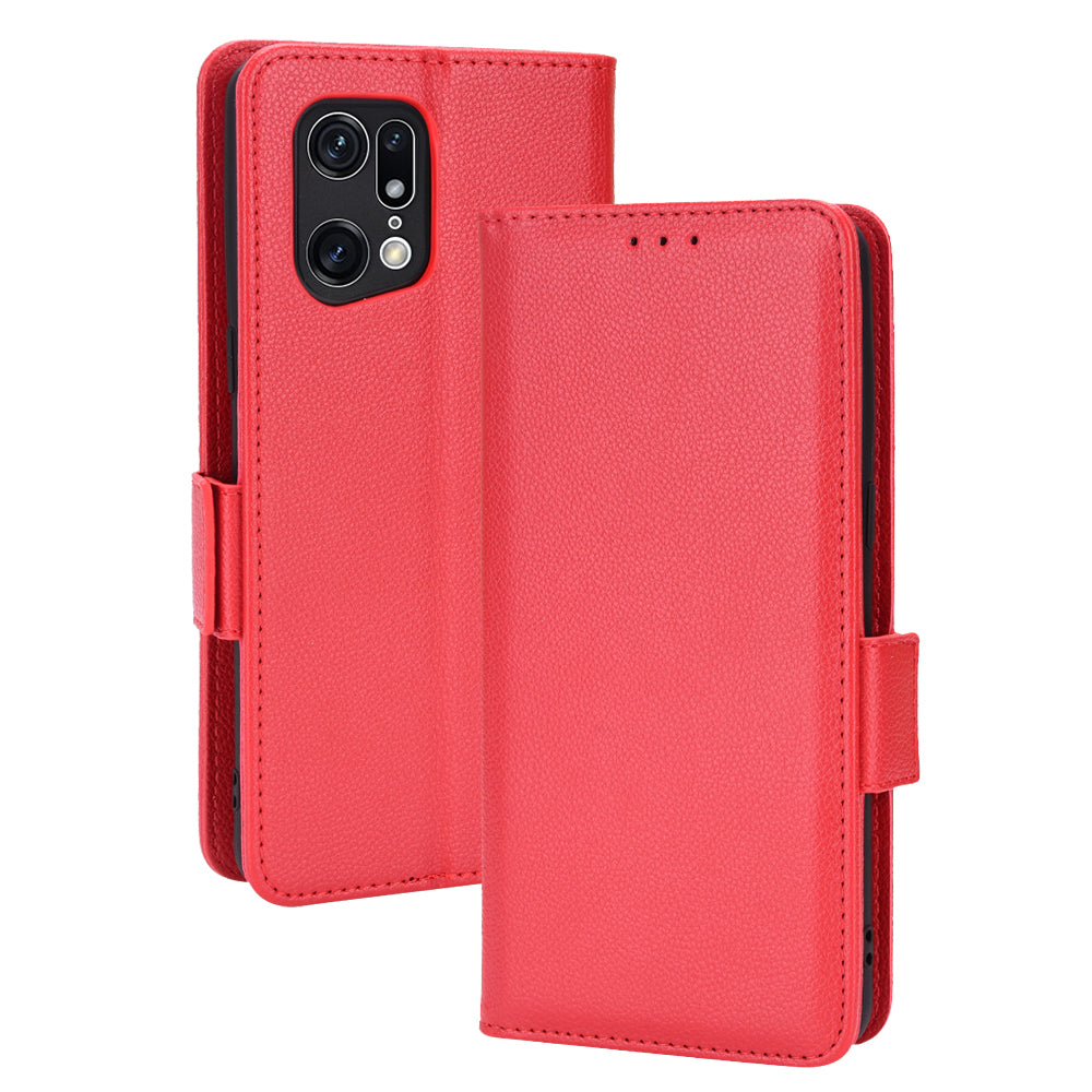 For Oppo Find X5 Pro Litchi Texture PU Leather Phone Case Shockproof Protective Cover with Stand Wallet