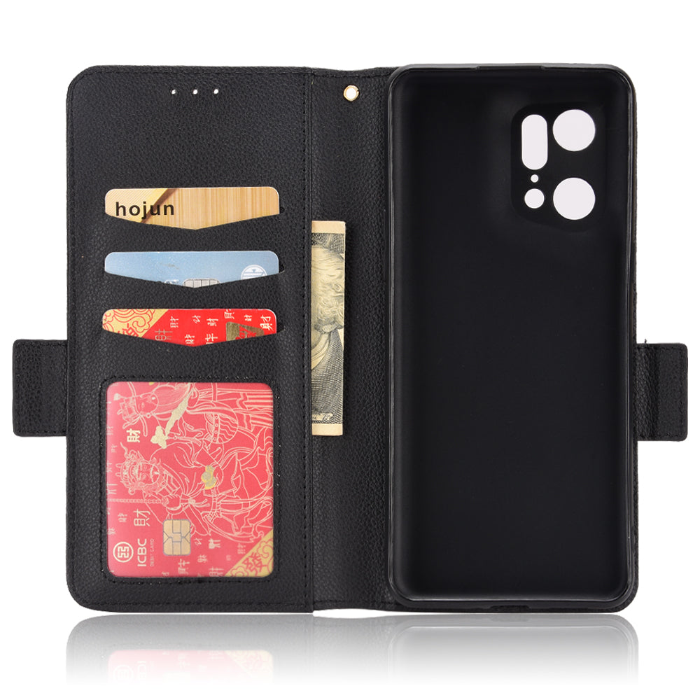 For Oppo Find X5 Pro Litchi Texture PU Leather Phone Case Shockproof Protective Cover with Stand Wallet