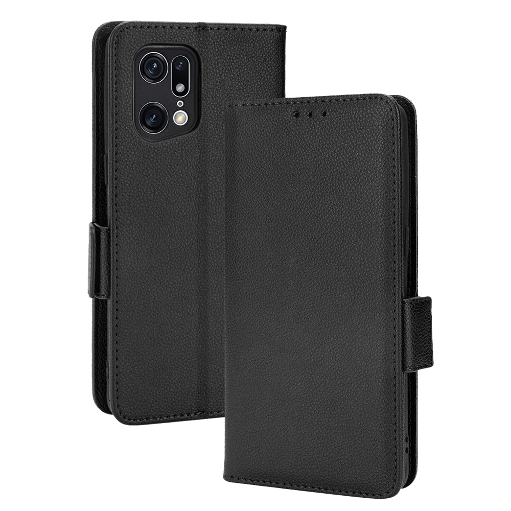 For Oppo Find X5 Pro Litchi Texture PU Leather Phone Case Shockproof Protective Cover with Stand Wallet