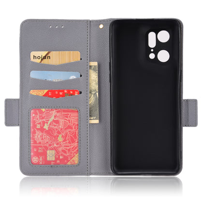 For Oppo Find X5 Pro Litchi Texture PU Leather Phone Case Shockproof Protective Cover with Stand Wallet