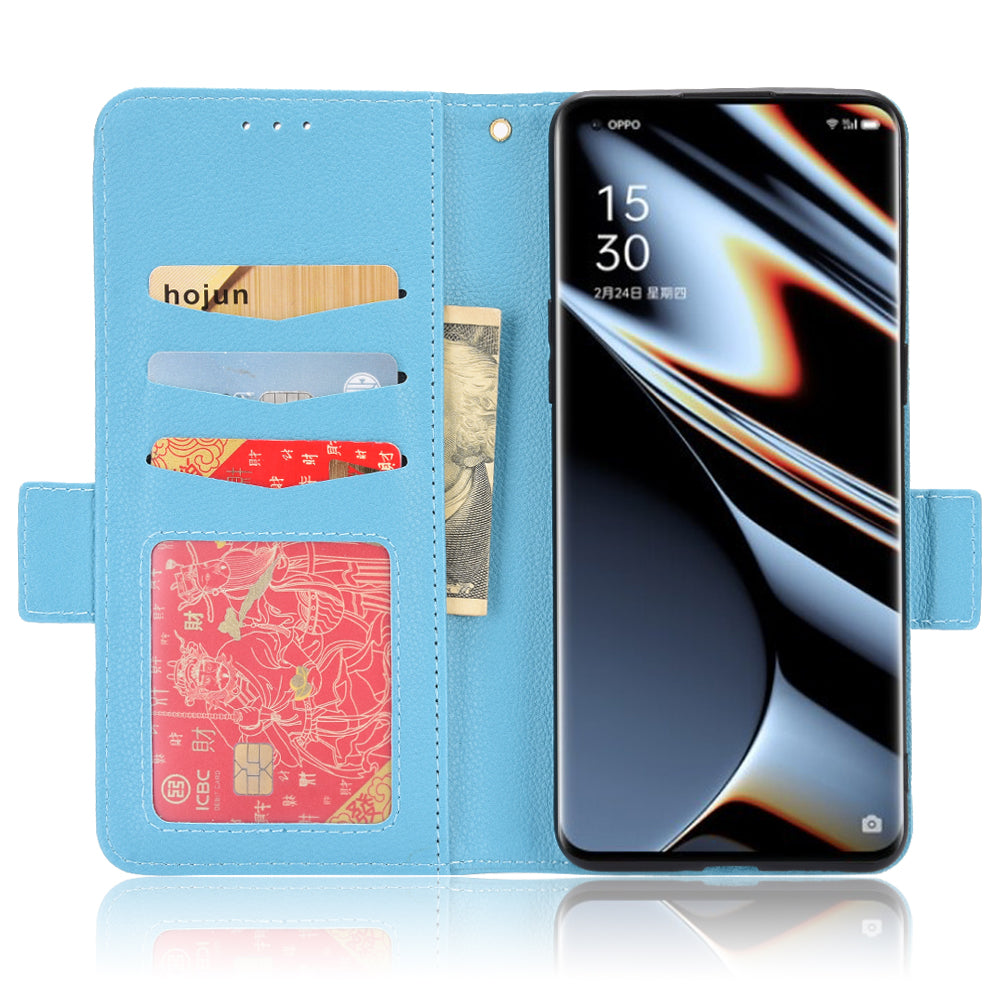 For Oppo Find X5 Pro Litchi Texture PU Leather Phone Case Shockproof Protective Cover with Stand Wallet