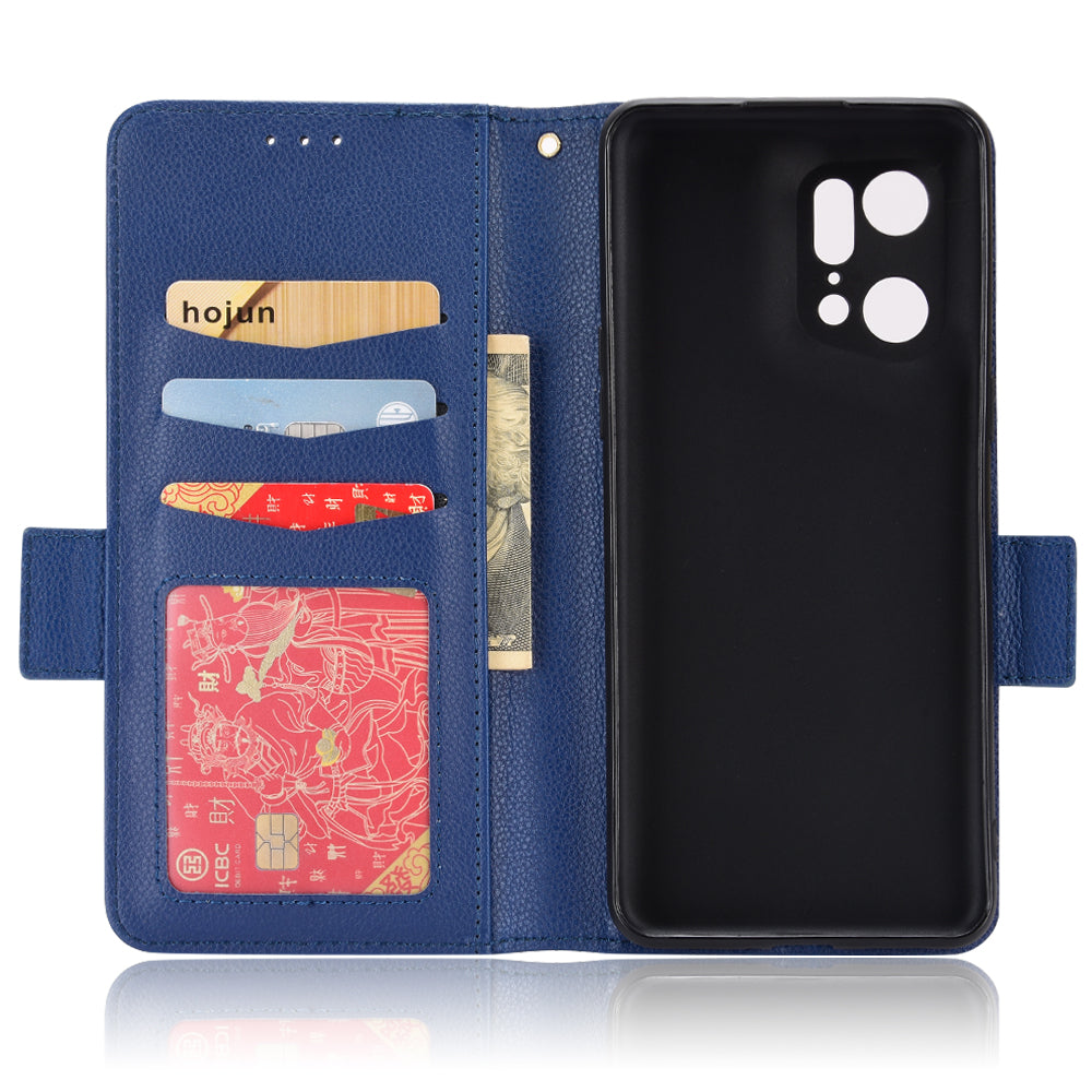 For Oppo Find X5 Pro Litchi Texture PU Leather Phone Case Shockproof Protective Cover with Stand Wallet