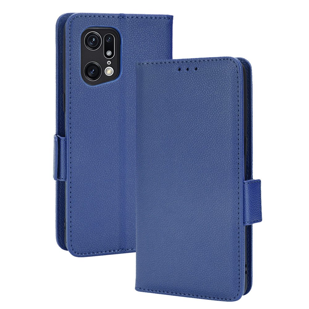 For Oppo Find X5 Pro Litchi Texture PU Leather Phone Case Shockproof Protective Cover with Stand Wallet