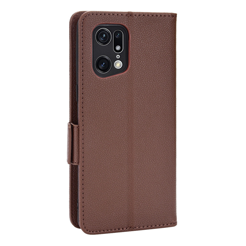 For Oppo Find X5 Pro Litchi Texture PU Leather Phone Case Shockproof Protective Cover with Stand Wallet