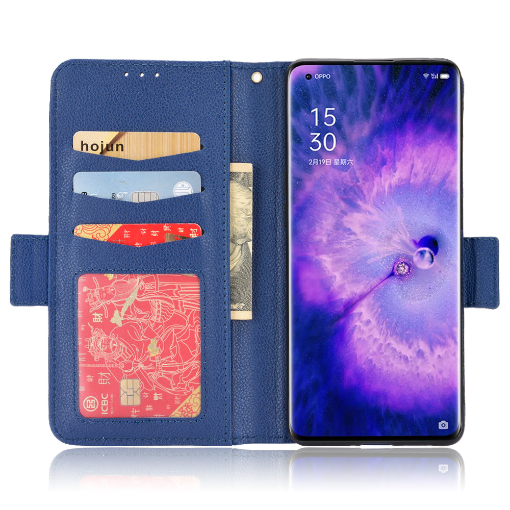 For Oppo Find X5 Litchi Texture PU Leather Anti-drop Anti-scratch Phone Stand Case Protective Shell with Wallet