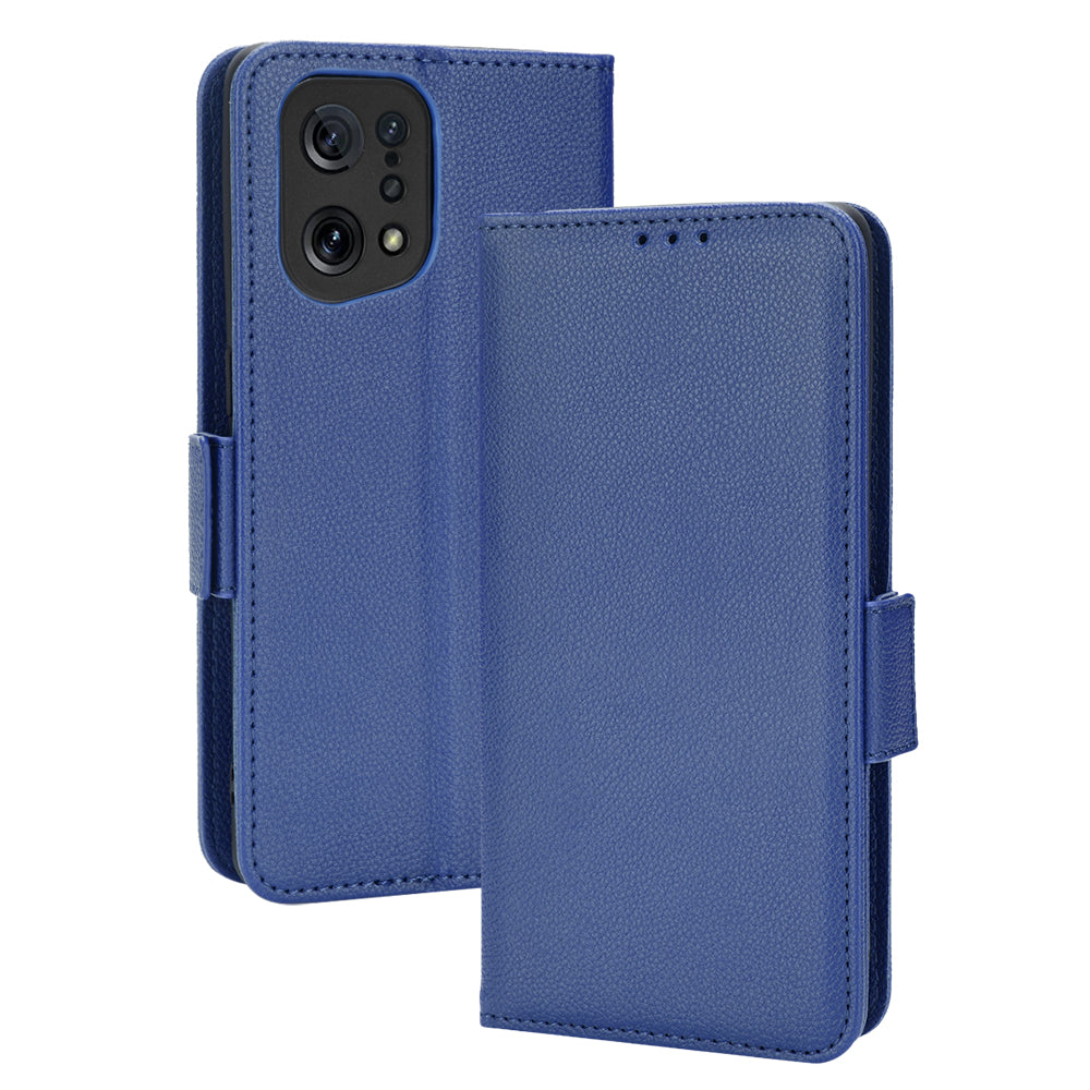 For Oppo Find X5 Litchi Texture PU Leather Anti-drop Anti-scratch Phone Stand Case Protective Shell with Wallet