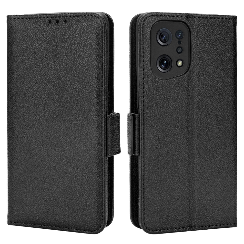 For Oppo Find X5 Litchi Texture PU Leather Anti-drop Anti-scratch Phone Stand Case Protective Shell with Wallet