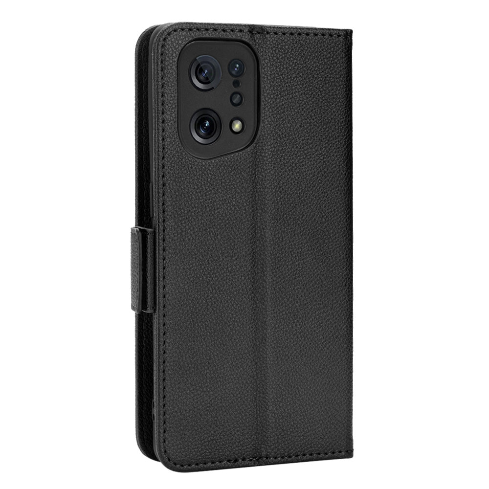 For Oppo Find X5 Litchi Texture PU Leather Anti-drop Anti-scratch Phone Stand Case Protective Shell with Wallet