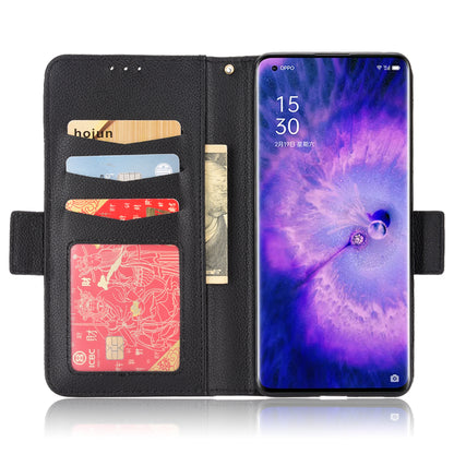 For Oppo Find X5 Litchi Texture PU Leather Anti-drop Anti-scratch Phone Stand Case Protective Shell with Wallet