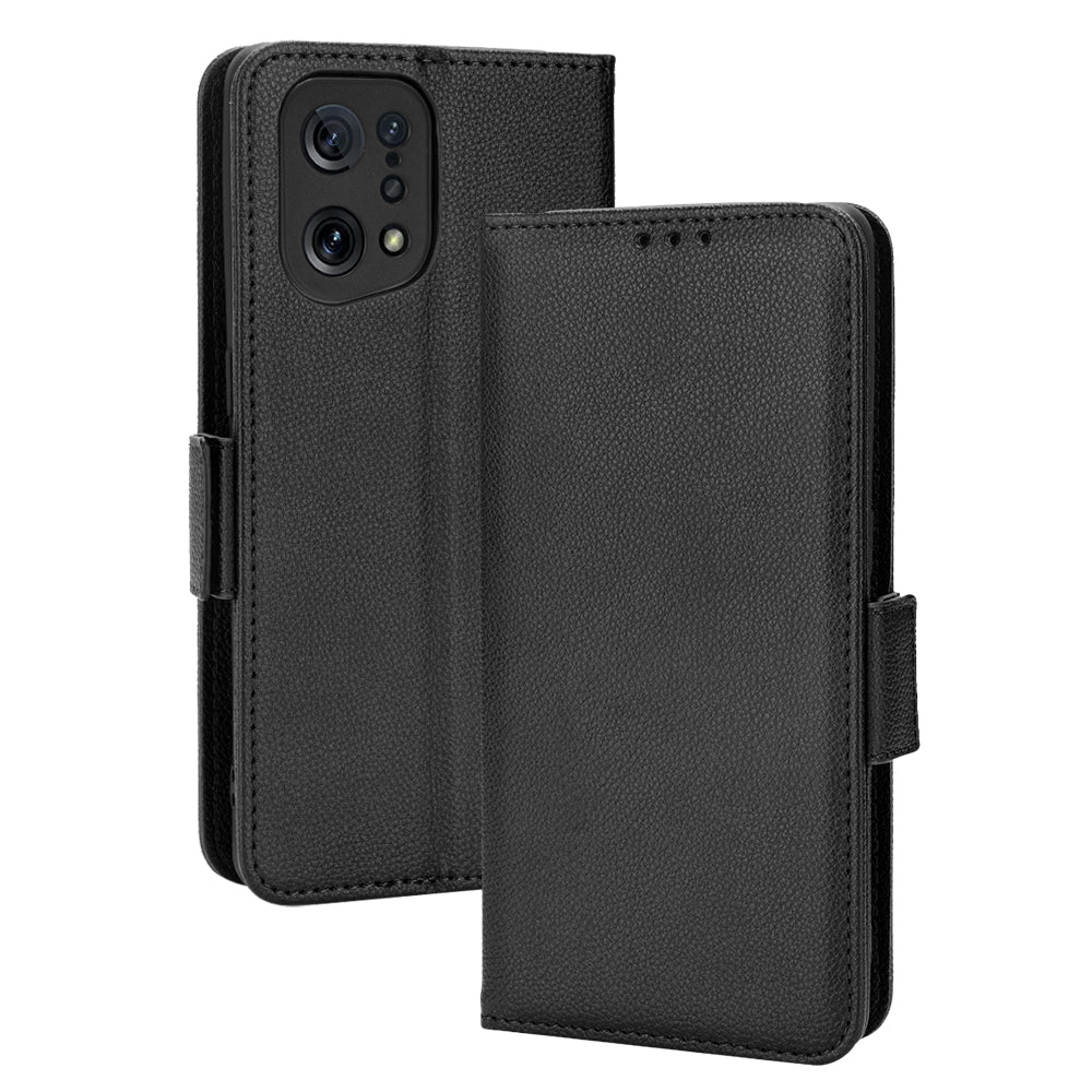 For Oppo Find X5 Litchi Texture PU Leather Anti-drop Anti-scratch Phone Stand Case Protective Shell with Wallet