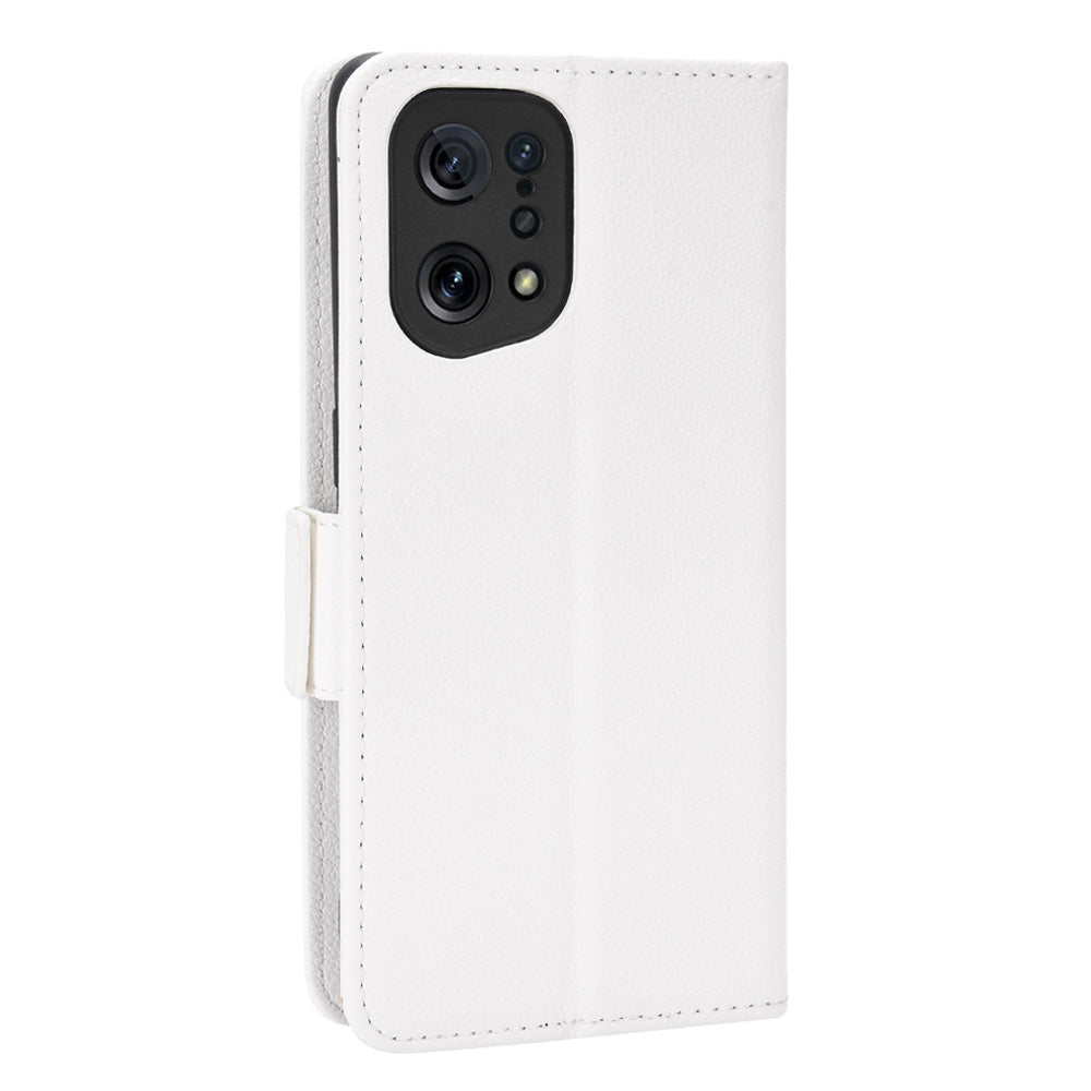 For Oppo Find X5 Litchi Texture PU Leather Anti-drop Anti-scratch Phone Stand Case Protective Shell with Wallet