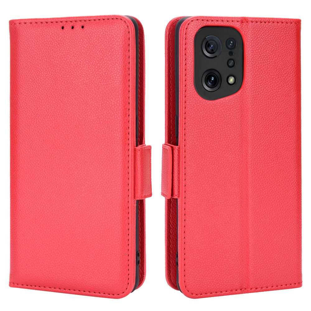 For Oppo Find X5 Litchi Texture PU Leather Anti-drop Anti-scratch Phone Stand Case Protective Shell with Wallet