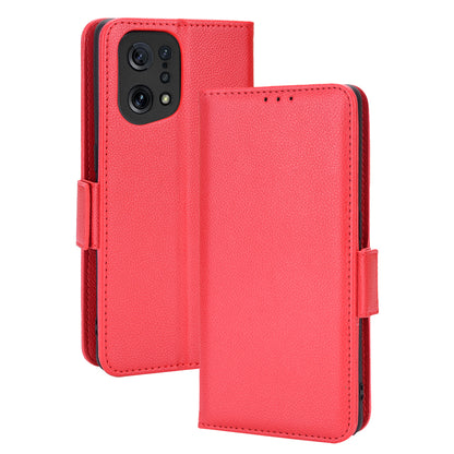 For Oppo Find X5 Litchi Texture PU Leather Anti-drop Anti-scratch Phone Stand Case Protective Shell with Wallet