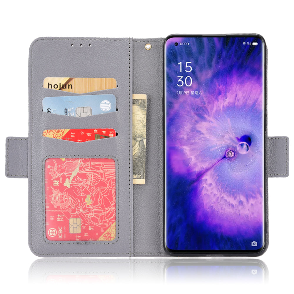 For Oppo Find X5 Litchi Texture PU Leather Anti-drop Anti-scratch Phone Stand Case Protective Shell with Wallet