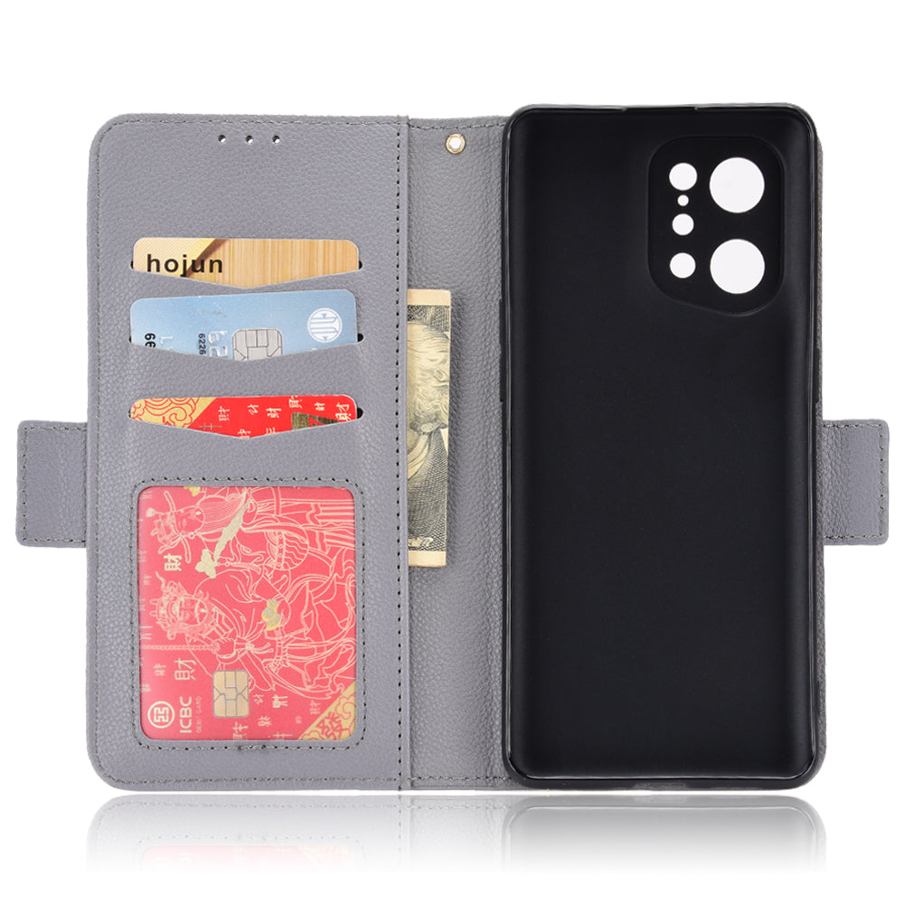 For Oppo Find X5 Litchi Texture PU Leather Anti-drop Anti-scratch Phone Stand Case Protective Shell with Wallet