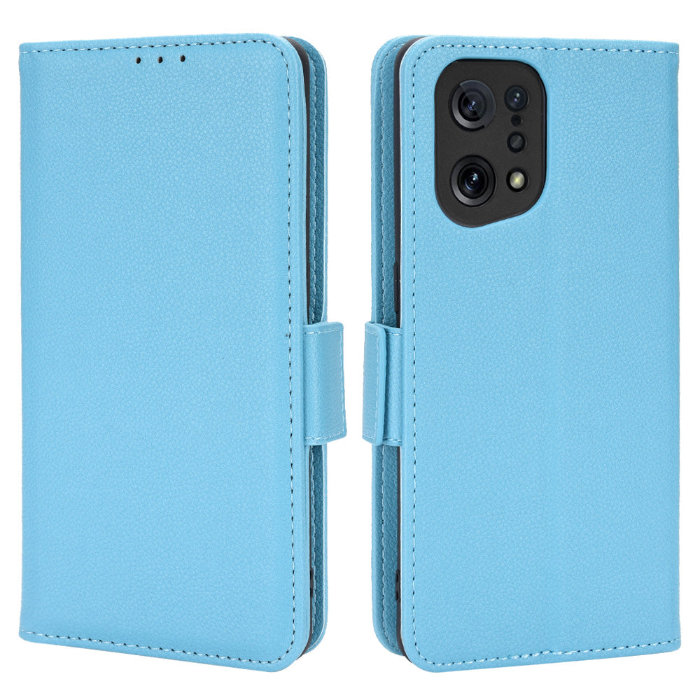 For Oppo Find X5 Litchi Texture PU Leather Anti-drop Anti-scratch Phone Stand Case Protective Shell with Wallet