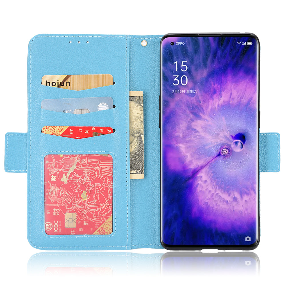 For Oppo Find X5 Litchi Texture PU Leather Anti-drop Anti-scratch Phone Stand Case Protective Shell with Wallet