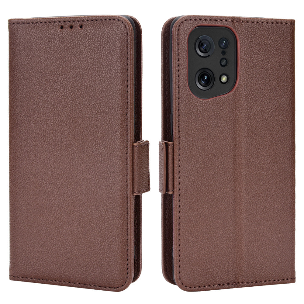 For Oppo Find X5 Litchi Texture PU Leather Anti-drop Anti-scratch Phone Stand Case Protective Shell with Wallet