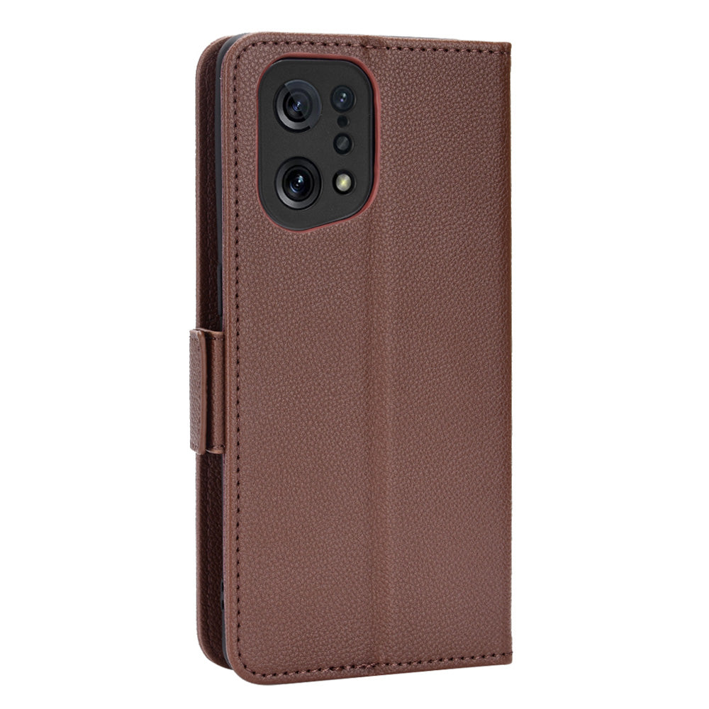 For Oppo Find X5 Litchi Texture PU Leather Anti-drop Anti-scratch Phone Stand Case Protective Shell with Wallet