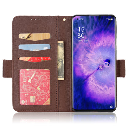 For Oppo Find X5 Litchi Texture PU Leather Anti-drop Anti-scratch Phone Stand Case Protective Shell with Wallet