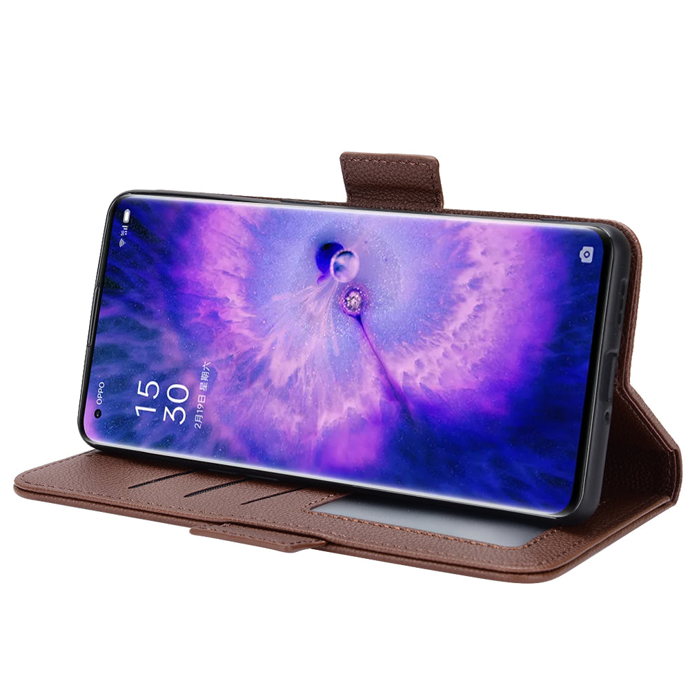 For Oppo Find X5 Litchi Texture PU Leather Anti-drop Anti-scratch Phone Stand Case Protective Shell with Wallet