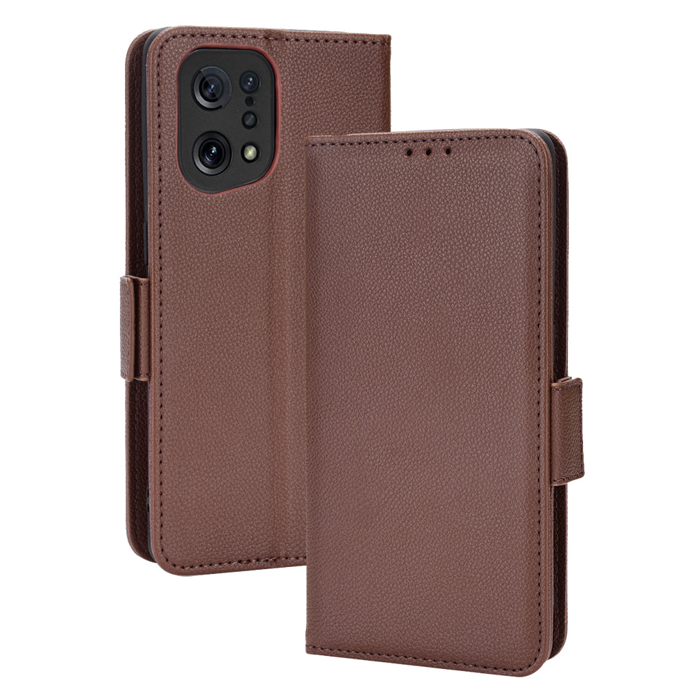 For Oppo Find X5 Litchi Texture PU Leather Anti-drop Anti-scratch Phone Stand Case Protective Shell with Wallet