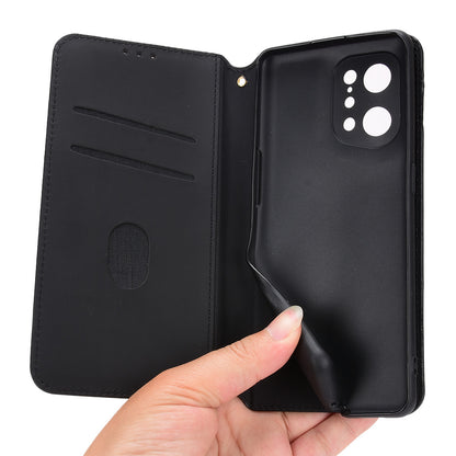 For Oppo Find X5 Rhombus Imprinted Magnetic Folio Flip Leather Protective Shell Phone Case with Stand Wallet