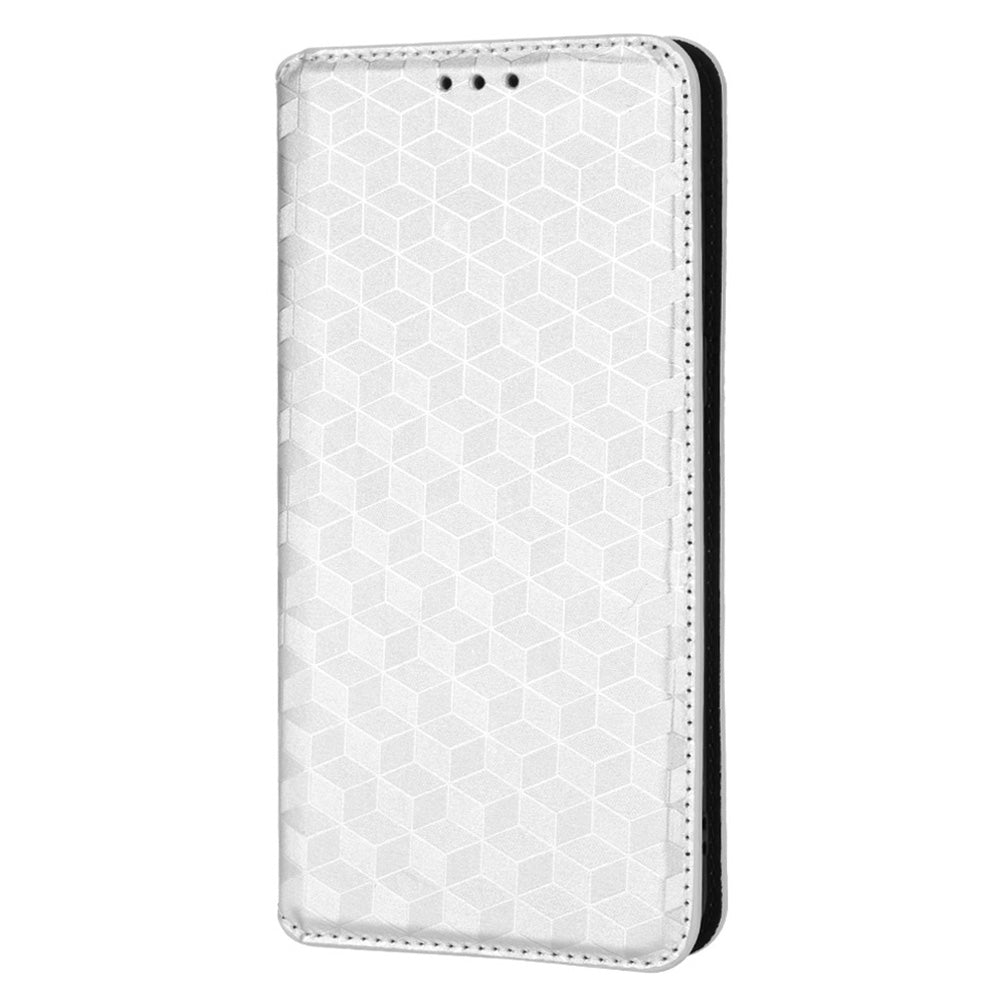 For Oppo Find X5 Rhombus Imprinted Magnetic Folio Flip Leather Protective Shell Phone Case with Stand Wallet