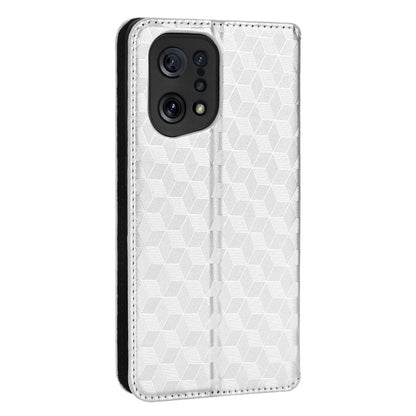 For Oppo Find X5 Rhombus Imprinted Magnetic Folio Flip Leather Protective Shell Phone Case with Stand Wallet