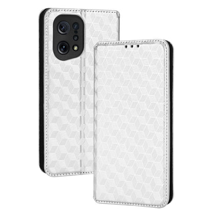 For Oppo Find X5 Rhombus Imprinted Magnetic Folio Flip Leather Protective Shell Phone Case with Stand Wallet