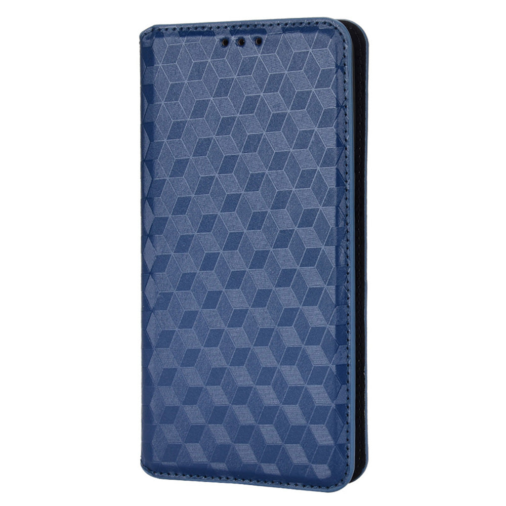 For Oppo Find X5 Rhombus Imprinted Magnetic Folio Flip Leather Protective Shell Phone Case with Stand Wallet